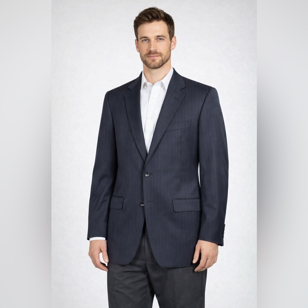 Brooks Brothers 1818 Fitzgerald Blazer Mens 39R Navy Pinstripe Wool Suit Jacket